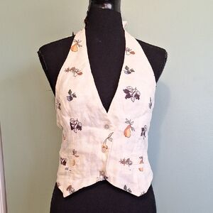 VRG GRL Grape Fruit Buttom Front Halter Top Size 10